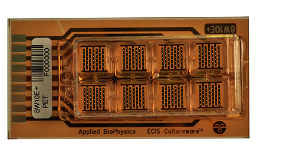 ECIS 8 well chamber with 40 circular electrodes (1.96 sqr.mm ) PET substrate
