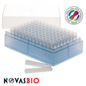 1.1ml Mini Tube, 8-Strips Tubes, Natural, Racked (96 Tube-Slot), Sterile - 1.1ml Mini Tube, 8-Strips Tubes, Natural, Racked (96 Tube-Slot), Sterile - Case