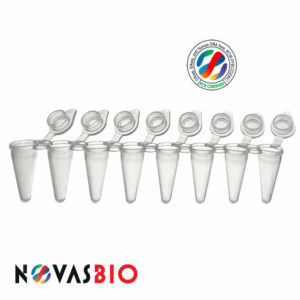 0.1ml PCR 8-Strip Tubes, Low Profile, Clear with Individual Optically Clear Caps, Biorad compatible - 0.1ml PCR 8-Strip Tubes, Low Profile, Clear with Individual Optically Clear Caps, Biorad compatible - Case