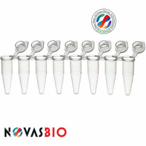Thin Wall Clear 8-Strip PCR Tubes with Individual Frosted Flat Caps