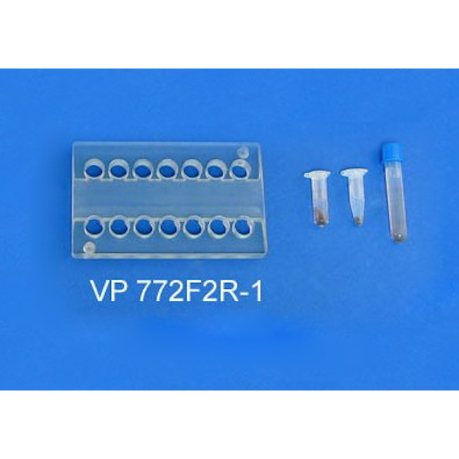 Tube Rack Top for Microcentrifuge Tubes and 5ml Tubes, Mates to VP 772F2M-1 Magnet Rack Base & VP 772F2M-1B Non-Magnet Rack Base, Polycarbonate