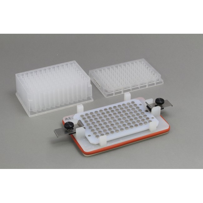 Flick and Blot Magnetic Separation Plate for 96 Well Deep and Standard 96 Flat, Round, V or Pyramid bottom microplates, 96 Magnetic (52 MGO) Cylinders, White Polycarbonate Frame, New Clips