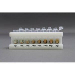 HDPE 8 place Magnetic Separation Rack for 0.2 ml PCR Tubes, with a 8 NdFeB Magnets 6.35 mm in Diameter, Pellet located 1/6 of the Way up the Tube