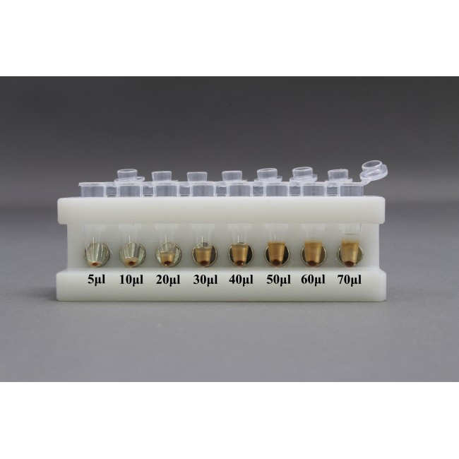 HDPE 8 place Magnetic Separation Rack for 0.2 ml PCR Tubes, with a 8 NdFeB Magnets 6.35 mm in Diameter, Pellet located 1/6 of the Way up the Tube