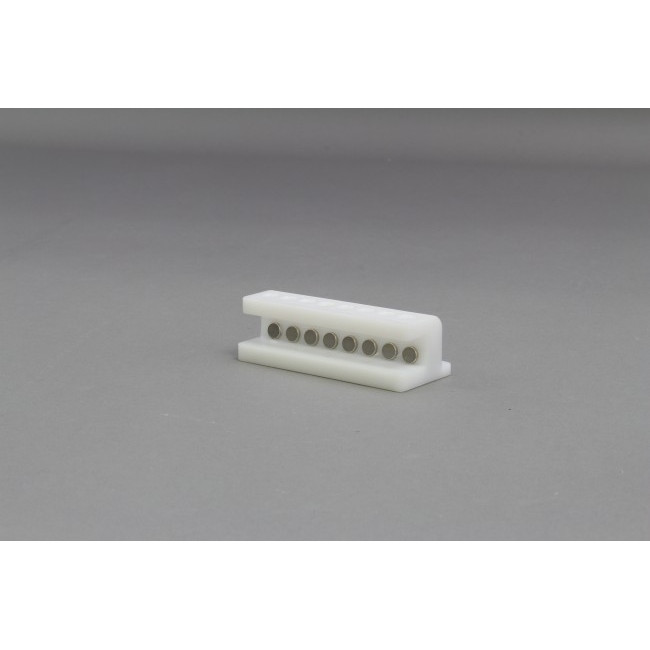 HDPE 8 place Magnetic Separation Rack for 0.2 ml PCR Tubes, with a 8 NdFeB Magnets 6.35 mm in Diameter, Pellet located 1/6 of the Way up the Tube