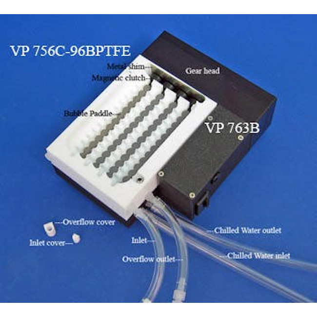 Magnetic Clutch Drive Motor for VP 756C-96 Series Suspension Reservoirs with 4 Paddles, for 96 Robotic Pipettors, Heater/Chiller, SLAS Footprint Adapter, 110 Volts