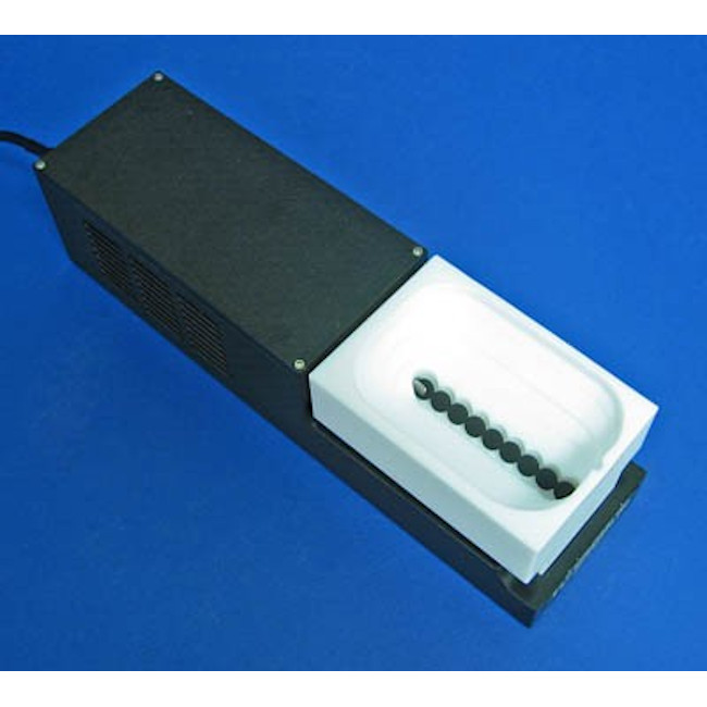 PTFE Suspension Reservoir for 8 Pipet Tips, 1 Direct Drive Sealed Bearing Aluminum Bubble Paddle, Sculpted Bottom, for Magnetic Beads Dispensing, Max Capacity 125 ml, Mates to a VP 766-5A