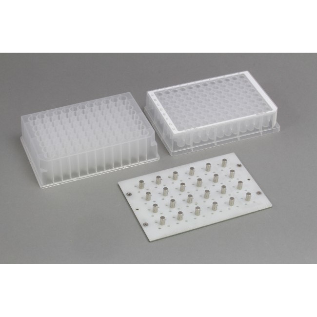 Magnetic Separation Plate for 96 Well Microplates, Standard or Deep Well, Round or V Bottom, 24 Magnetic (52 MGO) Cylinders, No Registration Base